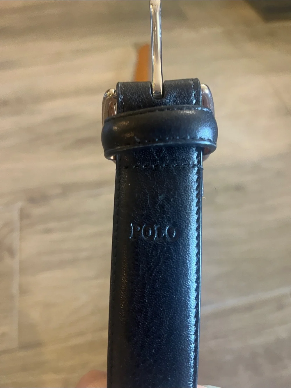 Polo by Ralph Lauren Black Leather Belt with Silver Buckle